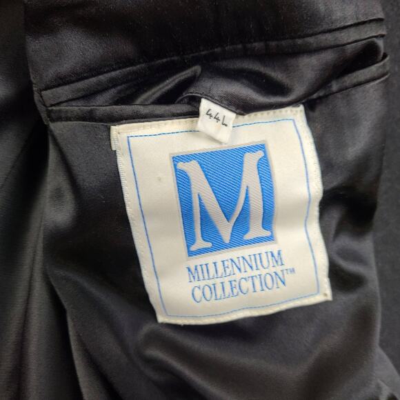 Mens Mongolian Cashmere Pea Coat 44L Black Button Front Long - Picture 7 of 7